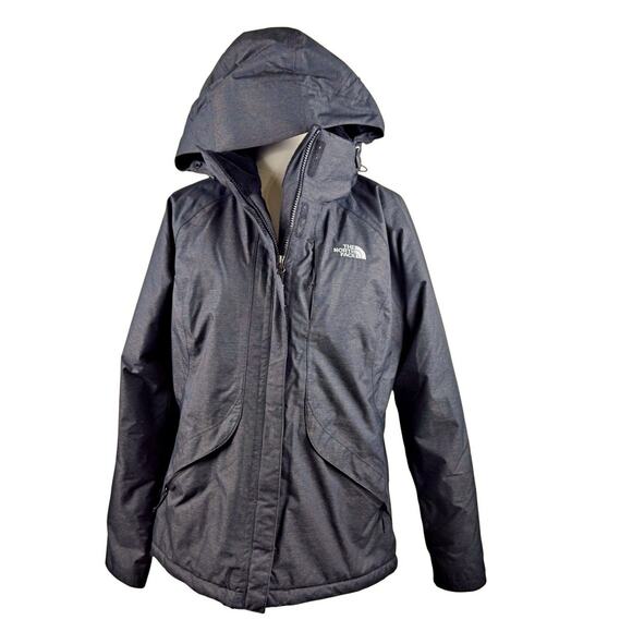 North Face Women's MED Inlux Insulated Jacket Gray Removable Hood Waterproof - Picture 2 of 11